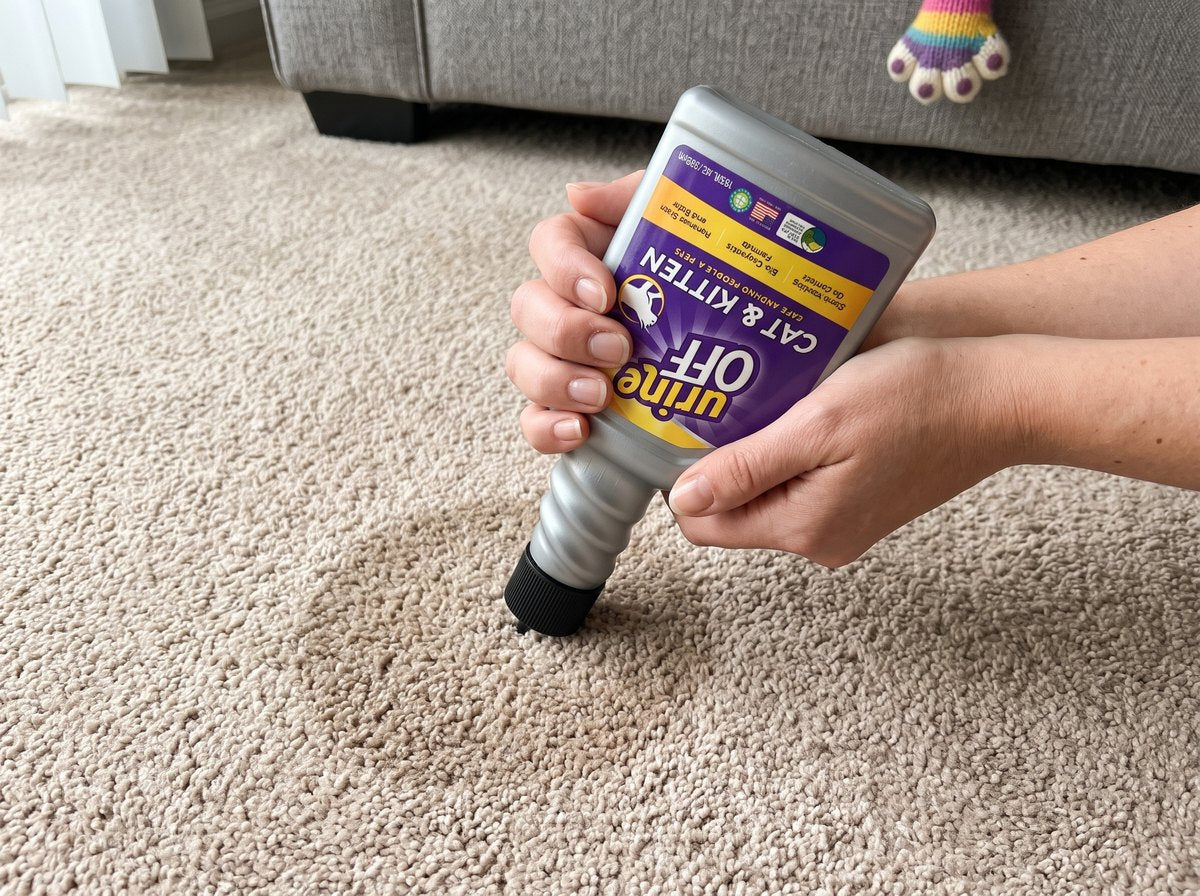 The Infuser Cap pressed into a carpet, a damp ring spreading around it